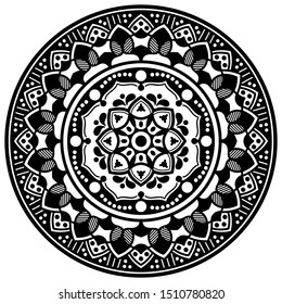 Mandala decorative round ornament. Can be used for greeting card, phone case print, etc. Hand drawn background, vector isolated on white. EPS 10 
