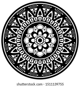 Mandala decorative round ornament. Can be used for greeting card, phone case print, etc. Hand drawn background, vector isolated on white. EPS 10 
