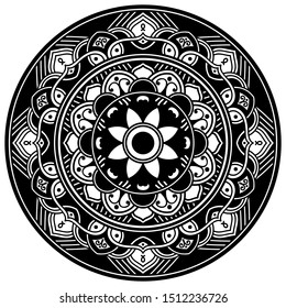 Mandala decorative round ornament. Can be used for greeting card, phone case print, etc. Hand drawn background, vector isolated on white. EPS 10 
