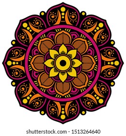 Mandala decorative round ornament. Can be used for greeting card, phone case print, etc. Hand drawn background, vector isolated on white. EPS 10 
