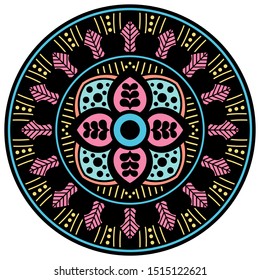Mandala decorative round ornament. Can be used for greeting card, phone case print, etc. Hand drawn background, vector isolated on white. EPS 10 