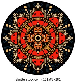 Mandala decorative round ornament. Can be used for greeting card, phone case print, etc. Hand drawn background, vector isolated on white. EPS 10 