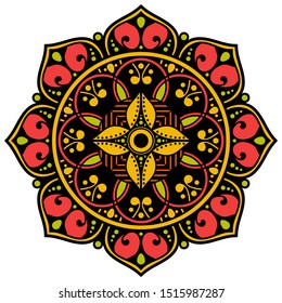 Mandala decorative round ornament. Can be used for greeting card, phone case print, etc. Hand drawn background, vector isolated on white. EPS 10 