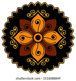 Mandala decorative round ornament. Can be used for greeting card, phone case print, etc. Hand drawn background, vector isolated on white. EPS 10 