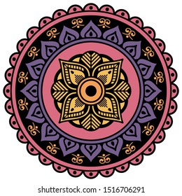 Mandala decorative round ornament. Can be used for greeting card, phone case print, etc. Hand drawn background, vector isolated on white. EPS 10 