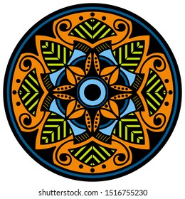 Mandala decorative round ornament. Can be used for greeting card, phone case print, etc. Hand drawn background, vector isolated on white. EPS 10 
