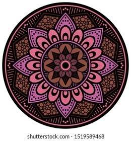 Mandala decorative round ornament. Can be used for greeting card, phone case print, etc. Hand drawn background, vector isolated on white. EPS 10