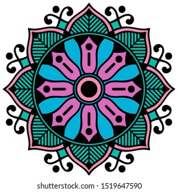 Mandala decorative round ornament. Can be used for greeting card, phone case print, etc. Hand drawn background, vector isolated on white. EPS 10