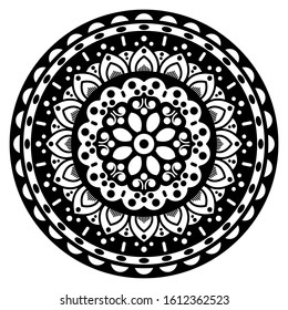 Mandala decorative round ornament. Can be used for greeting card, phone case print, etc. Hand drawn background, vector isolated on white. EPS 10 