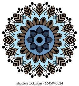 Mandala decorative round ornament. Can be used for greeting card, phone case print, etc. Hand drawn background, vector isolated on white. EPS 10 
