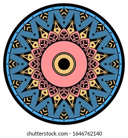 Mandala decorative round ornament. Can be used for greeting card, phone case print, etc. Hand drawn background, vector isolated on white. EPS 10 