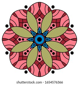 Mandala decorative round ornament. Can be used for greeting card, phone case print, etc. Hand drawn background, vector isolated on white. EPS 10 
