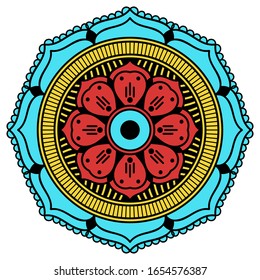 Mandala decorative round ornament. Can be used for greeting card, phone case print, etc. Hand drawn background, vector isolated on white. EPS 10 