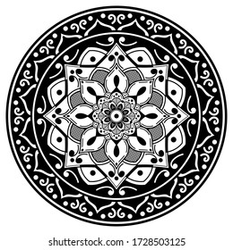 Mandala decorative round ornament. Can be used for greeting card, phone case print, etc. Hand drawn background, vector isolated on white. EPS 10 