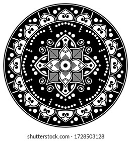 Mandala decorative round ornament. Can be used for greeting card, phone case print, etc. Hand drawn background, vector isolated on white. EPS 10 