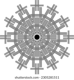 Mandala decorative round ornament. Can be used for greeting card, phone case print, etc. Hand drawn background, vector isolated on white