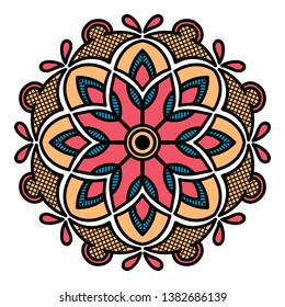 Mandala decorative round ornament. Hand drawn background, vector isolated on white.