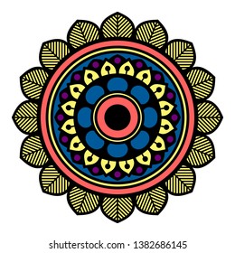 Mandala decorative round ornament. Hand drawn background, vector isolated on white.