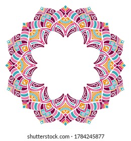 Mandala. Decorative round ornament. Isolated on white background. Arabic, Indian, ottoman motifs. For cards, invitations, t-shirts. Vector color illustration.