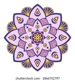 Mandala. Decorative round ornament. Isolated on white background. Arabic, Indian, ottoman motifs. For cards, invitations, t-shirts. Vector color illustration.