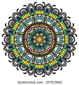 Mandala, decorative round tribal ethnic ornament, vector islamic arabic indian pattern.