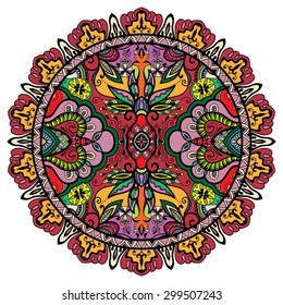 Mandala, decorative round tribal ethnic ornament, vector islamic arabic indian pattern