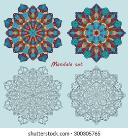 Mandala, decorative round tribal ethnic ornament, vector islamic arabic indian pattern.