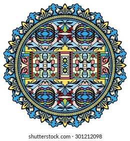 Mandala, decorative round tribal ethnic ornament, vector islamic arabic indian pattern