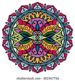 Mandala, decorative round tribal ethnic ornament, vector Islamic arabic Indian pattern