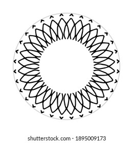 mandala Design mit abstrakter Form. schwarz-weißer Vektorgrafik. Dekorations- und Motivkonzept. Vorlage für Symbole oder Bildschirmhintergründe