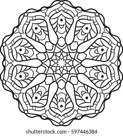 Mandala design. Abstract vector black round lace lace.