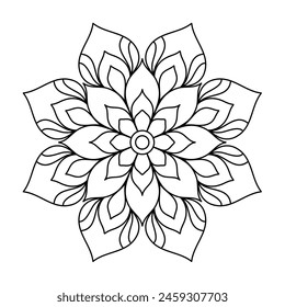 mandala design for adults and kids coloring book, elegant mandala art in floral shape
