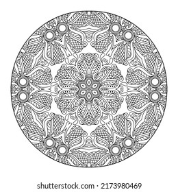 Mandala Design. Anti-stress Coloring Page For Adults. Hand Drawn Vector Illustration
