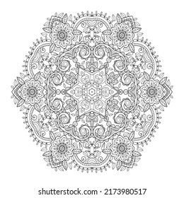 Mandala Design. Anti-stress Coloring Page For Adults. Hand Drawn Vector Illustration