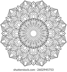 Mandala design Arts. Mandala design for Book Coloring Page. Harmonious Spirals, Intriguing Mandala Artwork.