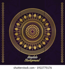 Mandala design background in gold and black color.