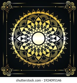 Mandala design background in gold color