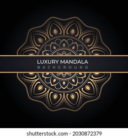 mandala design background in gold color Vector