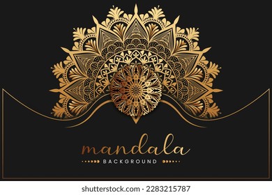 Mandala design background in gold color ornamental design.