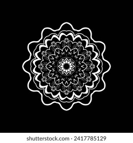Diseño Mandala con fondo negro.