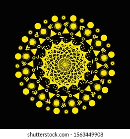 mandala design in black background. mandala on vector illustration.