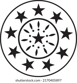 mandala design black star round shape
