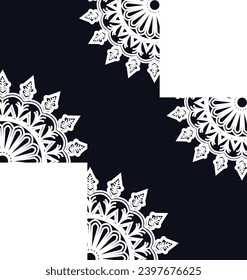 Mandala-Design, schwarz-weißes Mandala-Design, schwarzer Hintergrund mit Mandala-Design