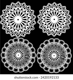 Mandala design; black and white mandala design, mandala design with black background