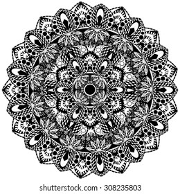 Mandala Design. black and white Background