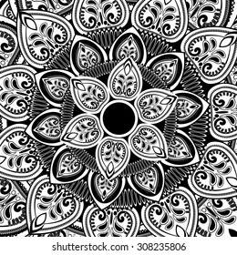 Mandala Design. black and white Background
