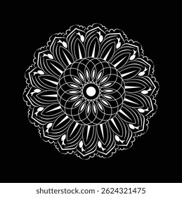Mandala design, black and white mandala design. Circular black and white pattern. Black and white floral ornament, mandala pattern decorative.