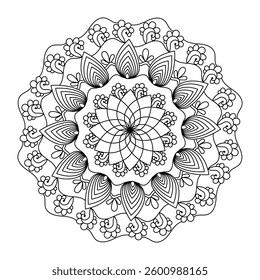 Mandala design with black and white decoration.