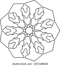 Diseño Mandala blanco y negro, tatuaje, forma geométrica, tradicional, vintage