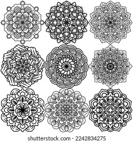 Mandala design bundle. For coloring book, yoga background, wall art and other